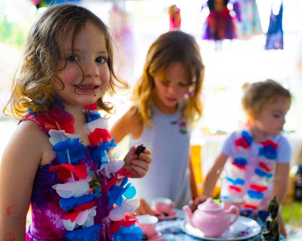 kids having snacks at a tea party